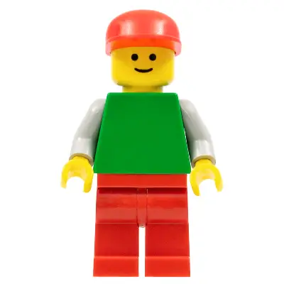  Plain Green Torso with Light Gray Arms, Red Legs, Red Cap