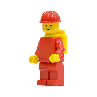  Plain Red Torso with Red Arms, Red Legs, Red Construction Helmet, Yellow Air Tanks