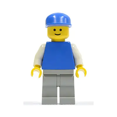  Plain Blue Torso with White Arms, Light Gray Legs, Blue Cap