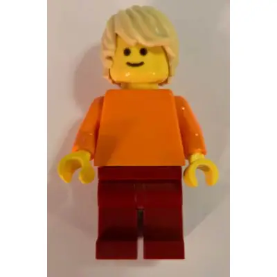  Plain Orange Torso with Orange Arms, Dark Red Legs, Tan Tousled Hair