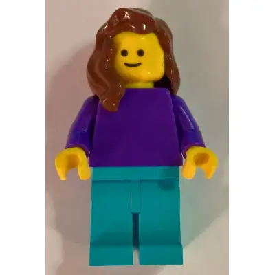  Plain Dark Purple Torso with Dark Purple Arms, Medium Azure Legs, Reddish Brown Female Hair over Shoulder