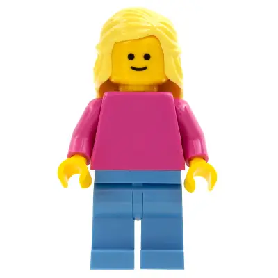  Plain Dark Pink Torso with Dark Pink Arms, Medium Blue Legs, Bright Light Yellow Female Hair Mid-Length
