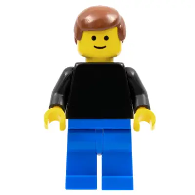 Plain Black Torso with Black Arms, Blue Legs, Reddish Brown Male Hair