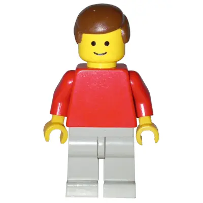  Plain Red Torso with Red Arms, Light Gray Legs, Brown Male Hair