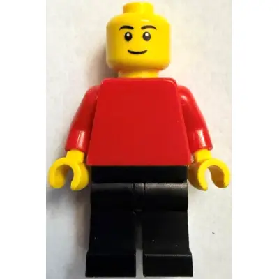  Plain Red Torso with Red Arms, Black Legs, Black Eyebrows, Thin Grin