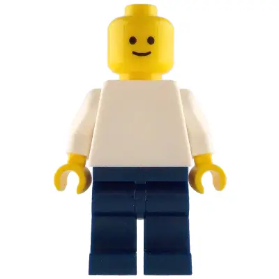  Plain White Torso, Dark Blue Legs, Standard Grin