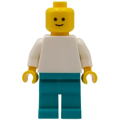  Plain White Torso, Dark Turquoise Legs, Standard Grin