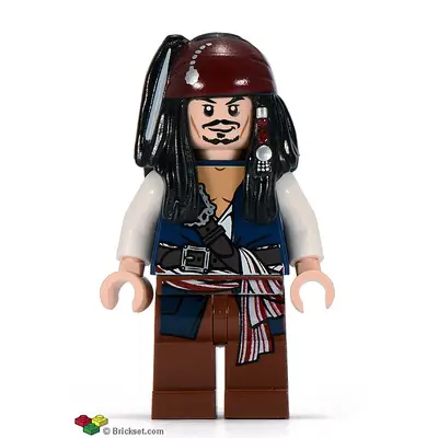  Captain Jack Sparrow - White Shirt, Dark Blue Plain Vest, Bandana
