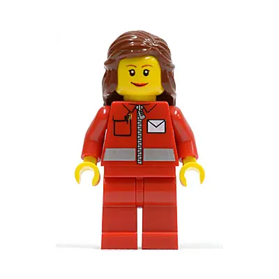  Post Office White Envelope and Stripe, Red Legs, Reddish Brown Female Hair Mid-Length