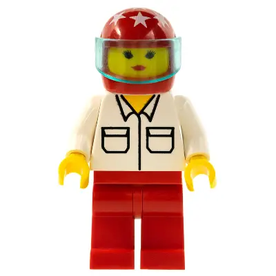  Shirt with 2 Pockets, Red Legs, Red Helmet 7 White Stars, Trans-Light Blue Visor