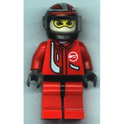  Racer Driver, Red with White Balaclava, Black Helmet with Red/Silver