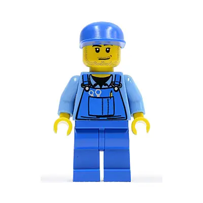  Hot Rod Mechanic - Blue Overalls, Blue Cap, Stubble