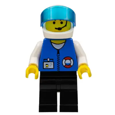  Coast Guard City Center - White Collar & Arms, Black Legs, White Helmet, Trans-Dark Blue Visor, Microphone