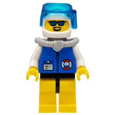  Coast Guard City Center - White Collar & Arms, Yellow Legs with Black Hips, White Helmet, Light Gray Scuba Tank, Sunglasses