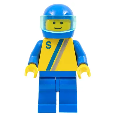  'S' - Yellow with Blue / Gray Stripe, Blue Legs, Blue Helmet