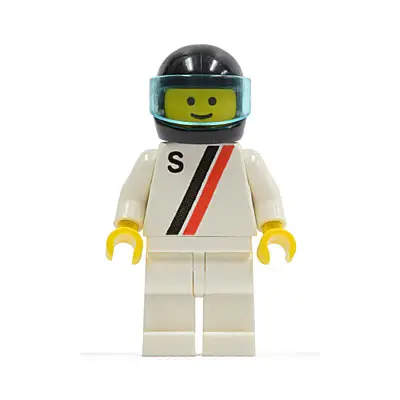  'S' - White with Red / Black Stripe, White Legs, Black Helmet, Trans-Light Blue Visor