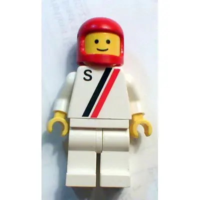  'S' - White with Red / Black Stripe, White Legs, Red Classic Helmet