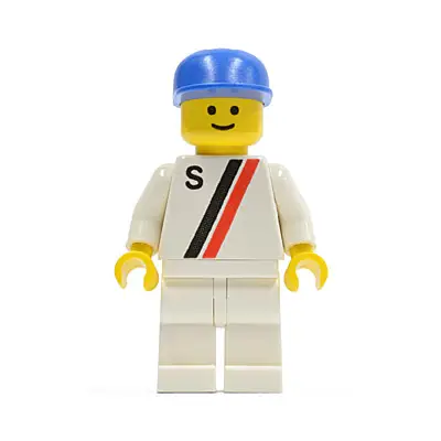  'S' - White with Red / Black Stripe, White Legs, Blue Cap