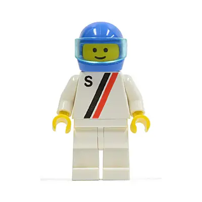  'S' - White with Red / Black Stripe, White Legs, Blue Helmet