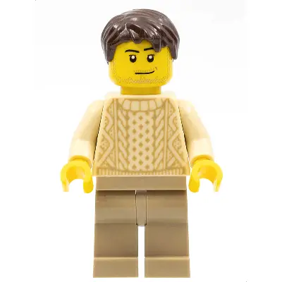  Race Visitor - Male, Tan Knit Sweater, Dark Tan Legs, Dark Brown Short Tousled Hair, Stubble