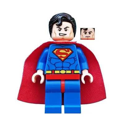  Superman - Blue Suit, Starched Fabric Cape, Frown / Lopsided Grin