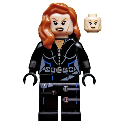  Black Widow - Black Jumpsuit, Dark Orange Mid-Length Hair, Printed Legs, Black Hands, Dark Orange Eyebrows