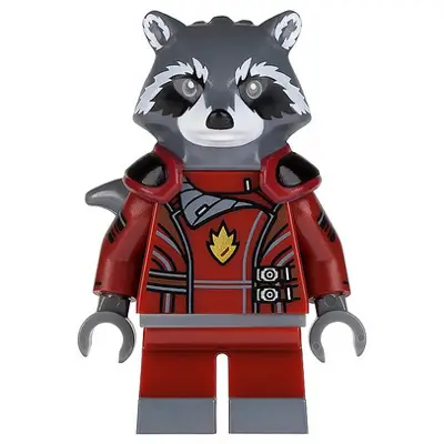  Rocket Raccoon - Dark Red Outfit, Dark Bluish Gray Head