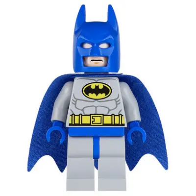  Batman - Light Bluish Gray Suit with Yellow Belt and Crest, Blue Mask and Cape