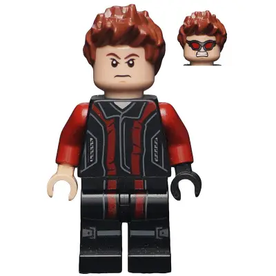  Hawkeye - Black and Dark Red Suit, Reddish Brown Spiked Hair