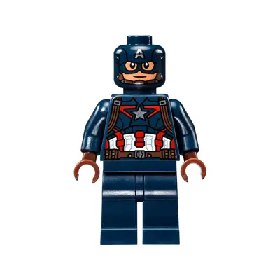  Captain America - Dark Blue Suit with Reddish Brown Belt and Harness, Reddish Brown Hands, Mask