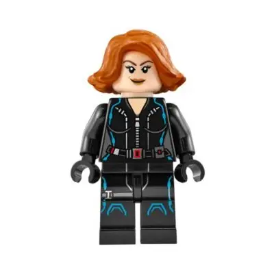  Black Widow - Black Jumpsuit, Dark Orange Short Hair, Printed Legs, Dark Azure Trim