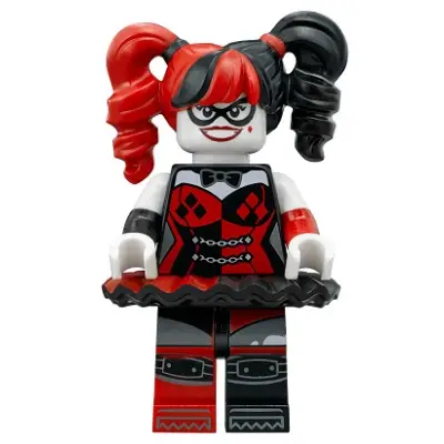  Harley Quinn - Pigtails, Black Eye Mask, Black and Red Tutu