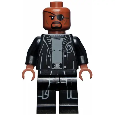  Nick Fury - Gray Sweater and Black Trench Coat, Shirt Tail