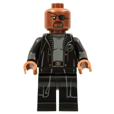  Nick Fury - Gray Sweater and Black Trench Coat, No Shirt Tail