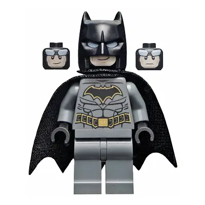  Batman - Dark Bluish Gray Suit with Gold Outline Belt and Crest, Mask and Cape (Type 3 Cowl, Spongy Cape)
