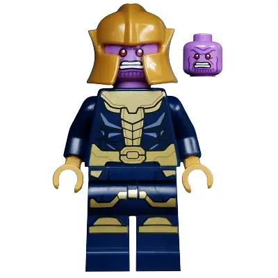  Thanos - Minifigure, Dark Blue and Gold Outfit, Dark Blue Arms, Pearl Gold Hands, Printed Legs
