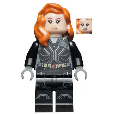  Black Widow - Black Jumpsuit, Dark Orange Mid-Length Hair, Printed Legs, Dark Bluish Gray Hands