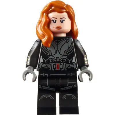  Black Widow - Black Jumpsuit, Dark Orange Mid-Length Hair, Printed Legs, Printed Arms