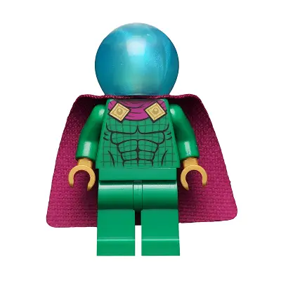  Mysterio - Light Bluish Gray Head, Satin Trans-Light Blue Helmet, Single Hole Cape