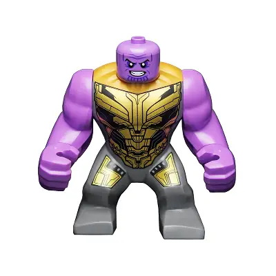  Thanos - Large Figure, Dark Bluish Gray Outfit with Gold Armor, Printed Legs, Smile