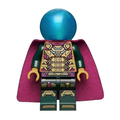  Mysterio - Magenta Trim, Dark Azure Head, Satin Trans-Light Blue Helmet, Single Hole Cape