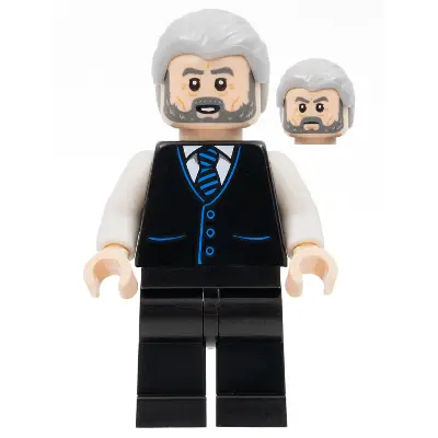  Alfred Pennyworth - Black Vest, Light Bluish Gray Hair, Dark Bluish Gray Beard