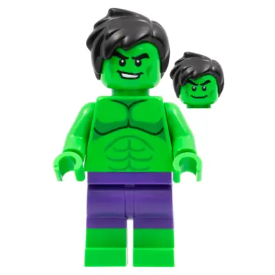  Hulk - Minifigure, Dark Purple Pants, Short Tousled Hair