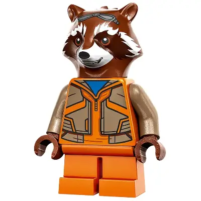  Rocket Raccoon - Orange and Dark Tan Outfit, Reddish Brown Head