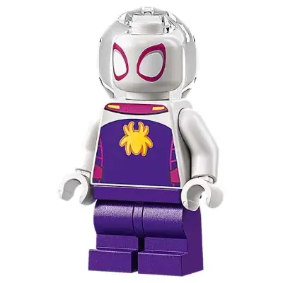  Ghost-Spider (Gwen Stacy) - Dark Purple Medium Legs, Trans-Clear Fishbowl Helmet, Yellow Spider Logo