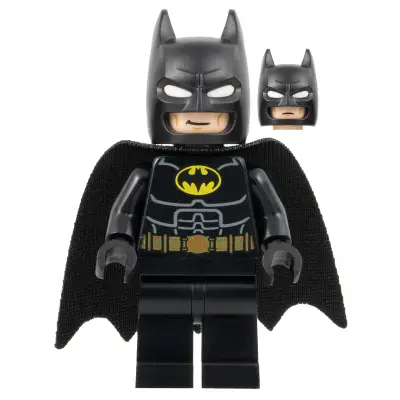  Batman - Black Suit, Gold Belt, Cowl with White Eyes, Smirk / Goggles and Frown