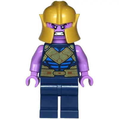  Thanos - Minifigure, Dark Blue and Gold Outfit, Medium Lavender Arms, Helmet
