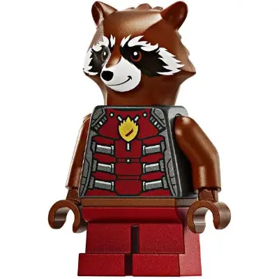  Rocket Raccoon - Dark Red and Pearl Dark Gray Outfit, Reddish Brown Head