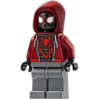  Spider-Man (Miles Morales) - Dark Red Hood, Dark Bluish Gray Legs