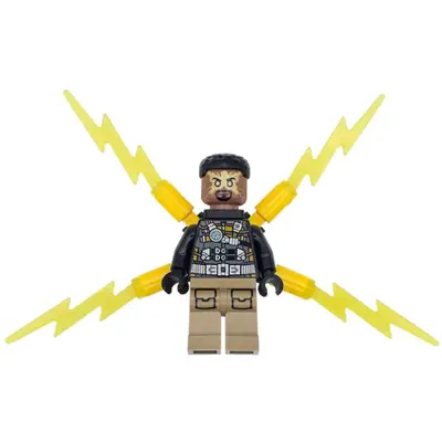  Electro - Black and Dark Tan Outfit, Medium Brown Head, Small Electricity Wings